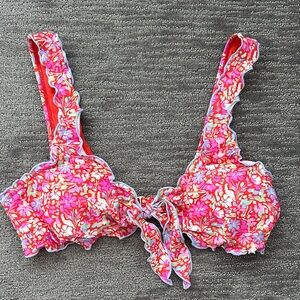 Altar'd State Red Floral Bikini Top